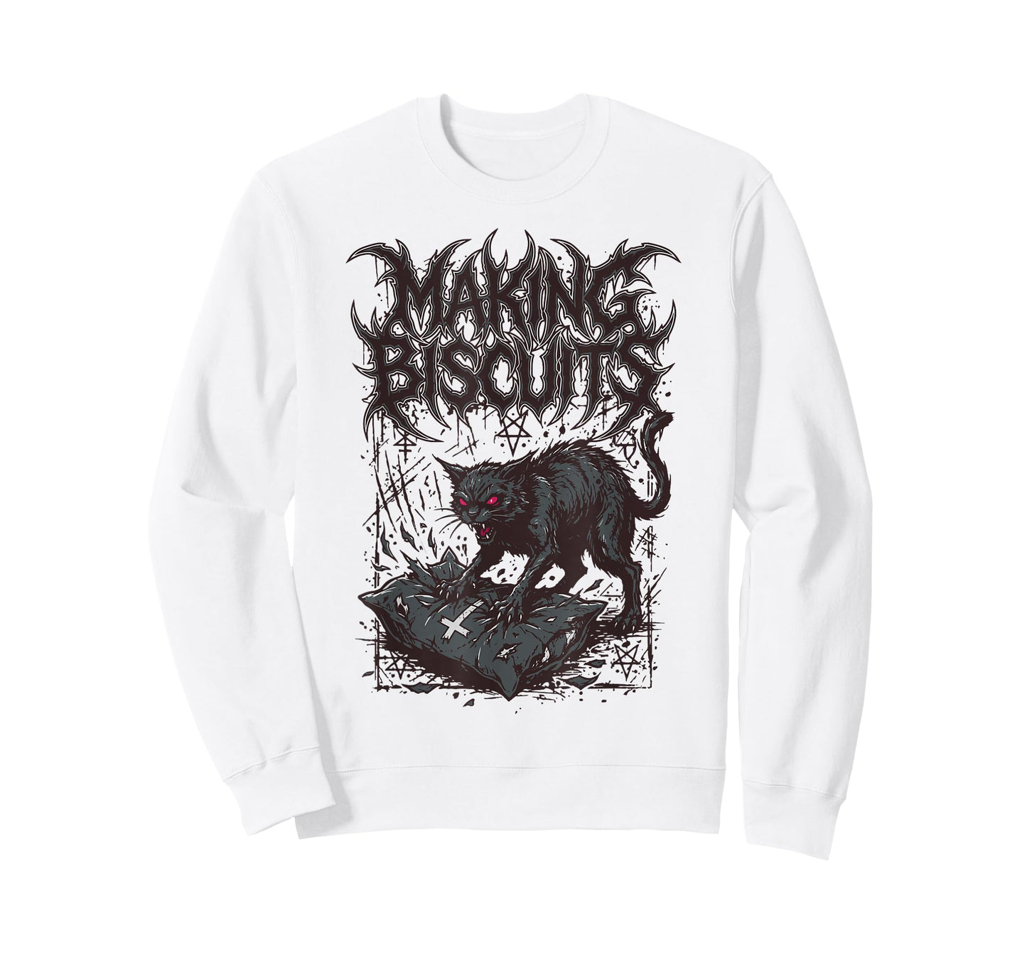 Death Metal Cat Making Biscuits Funny Heavy Metal T-Shirt