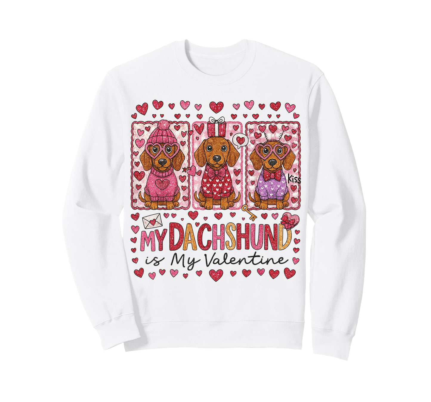 My Dachshund is My Valentine Dog Mom Coquette Heart T-Shirt