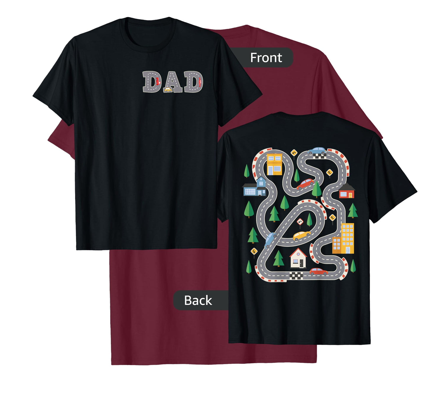 Cool Playmat Car Race Track On Back DAD Toddler (Two Side) T-Shirt