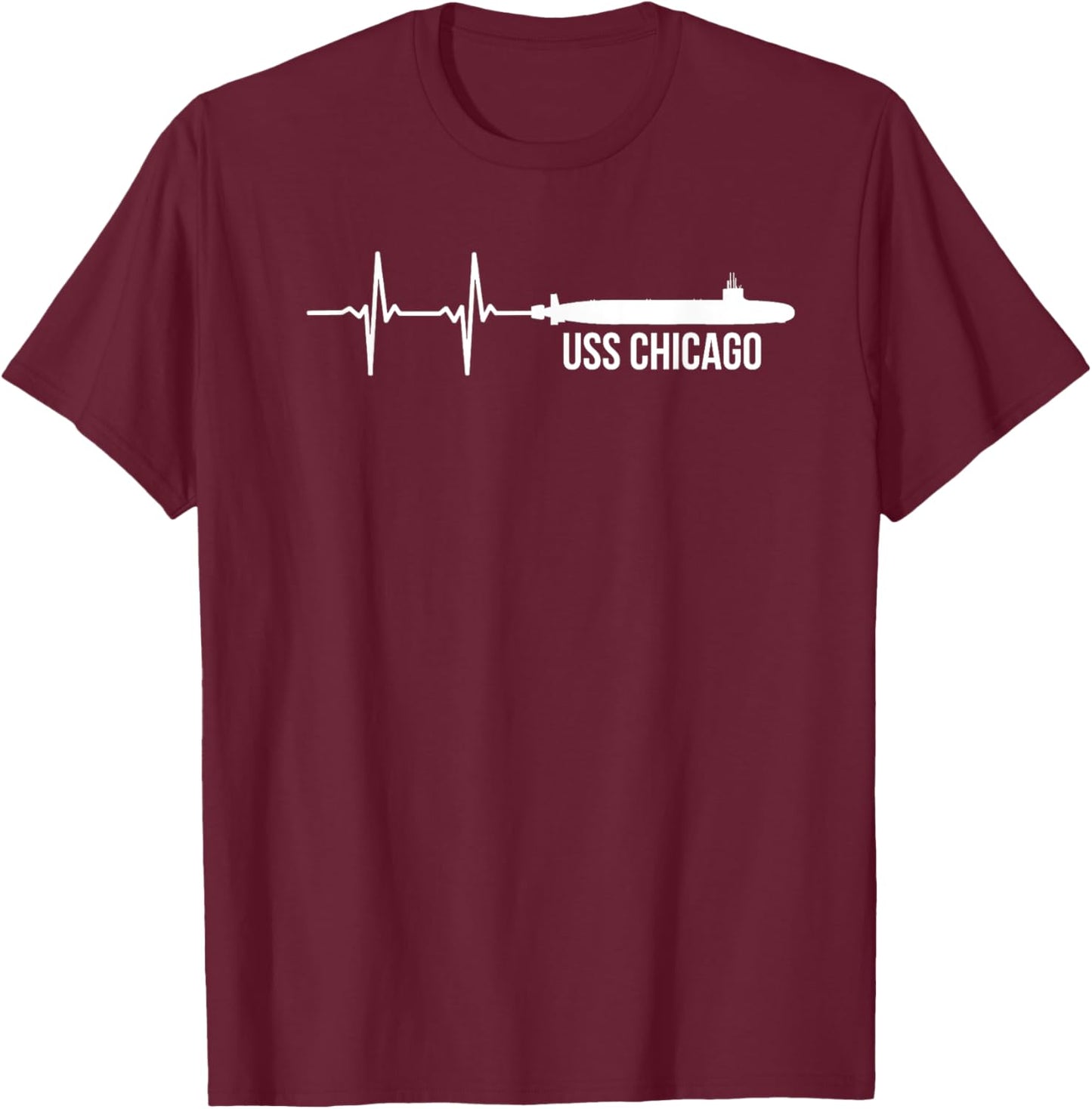 American Flag USS Chicago SSN-721 Submarine T-Shirt - T-Shirt | Maroon