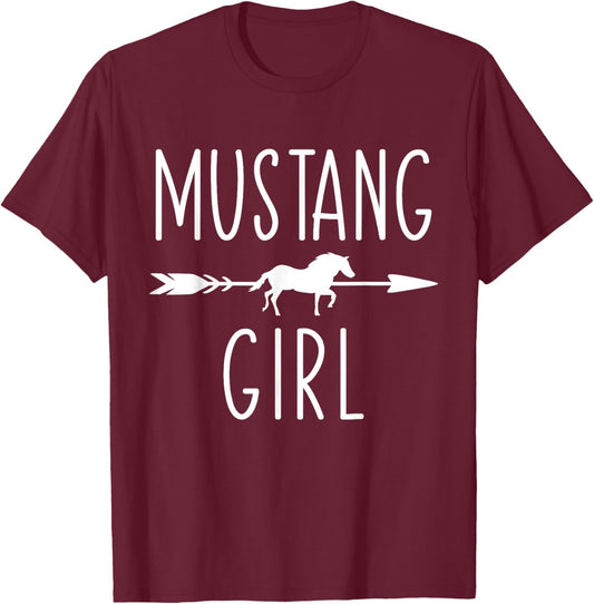 Equestrian Mustang Horse Girl Horses Lover Riding Racing T-Shirt - T-Shirt | Maroon