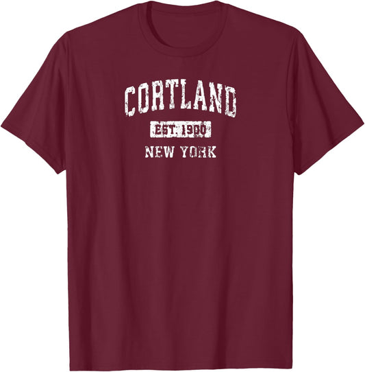 Cortland New York, Vintage, Design T-Shirt - T-Shirt | Maroon
