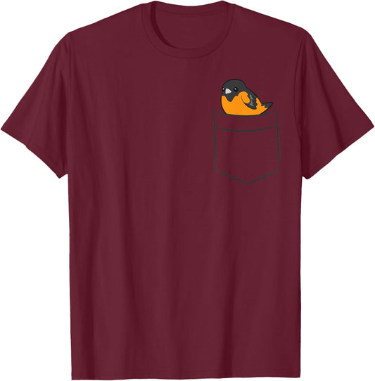Oriole Bird In The Pocket Cute Pocket Oriole T-Shirt - T-Shirt | Maroon