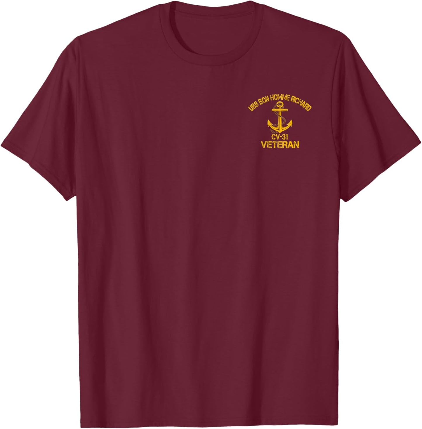 USS Bon Homme Richard CV-31 Aircraft Carrier Veteran T-Shirt - T-Shirt | Maroon