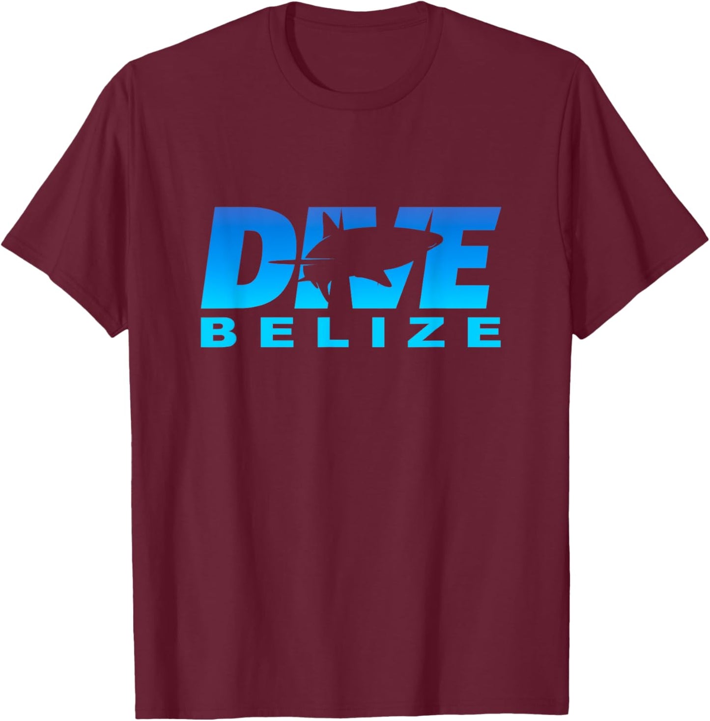Dive Belize with Shark, Scuba Diving at Belize T-Shirt - T-Shirt | Maroon
