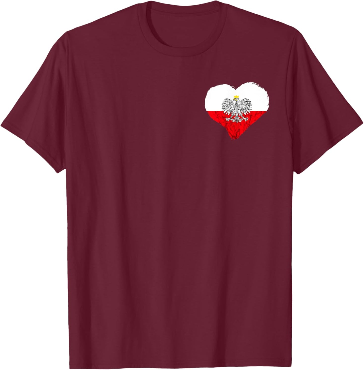 Poland Polish Flag Heart Polish Eagle Polish Pride Polska T-Shirt - T-Shirt | Maroon