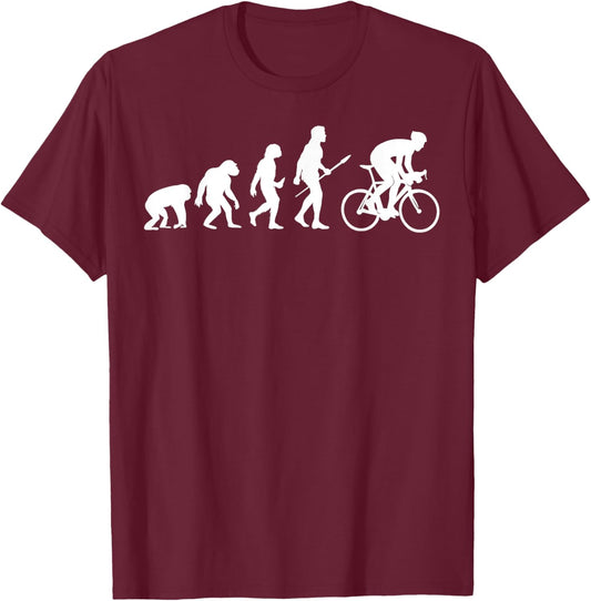 Cycling Evolution Funny Cycling Shirts Men Women Kids Biking T-Shirt - T-Shirt | Maroon