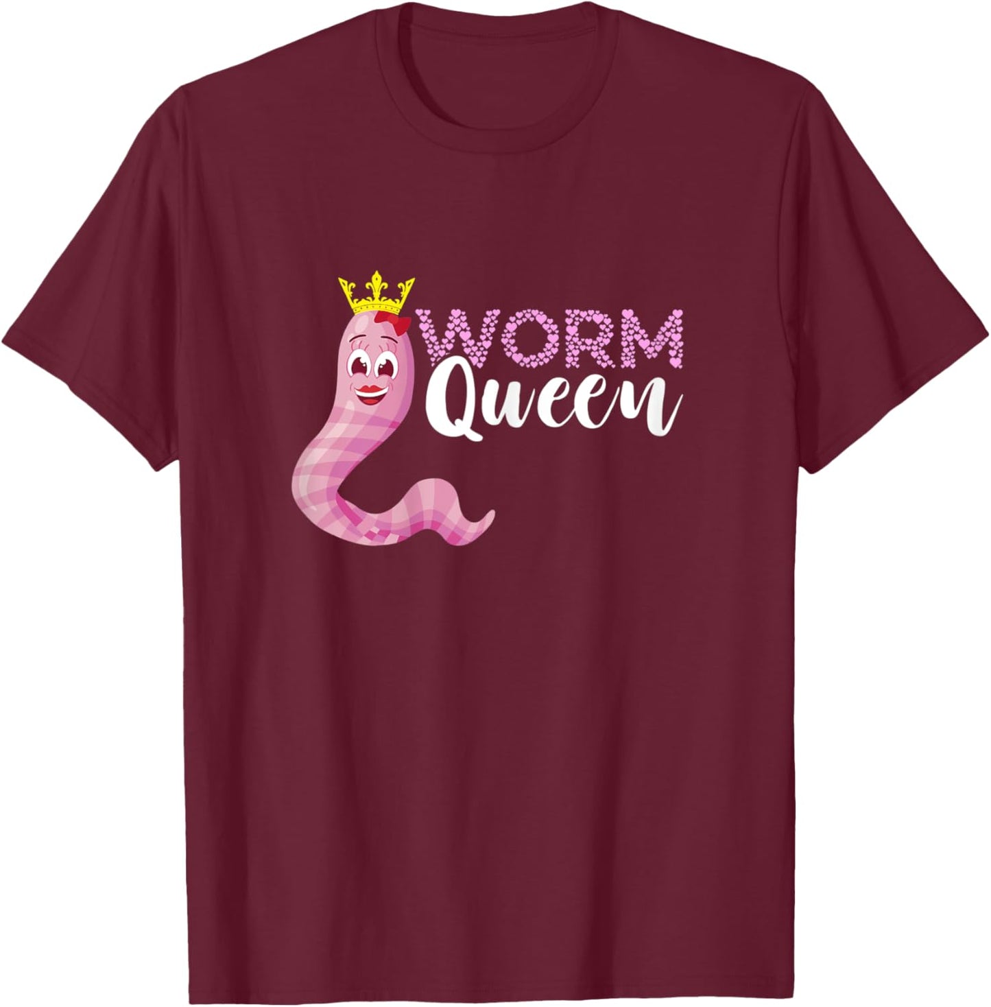Worm Farmer Queen Crown Vermiculture Red Wiggler Worm T-Shirt - T-Shirt | Maroon