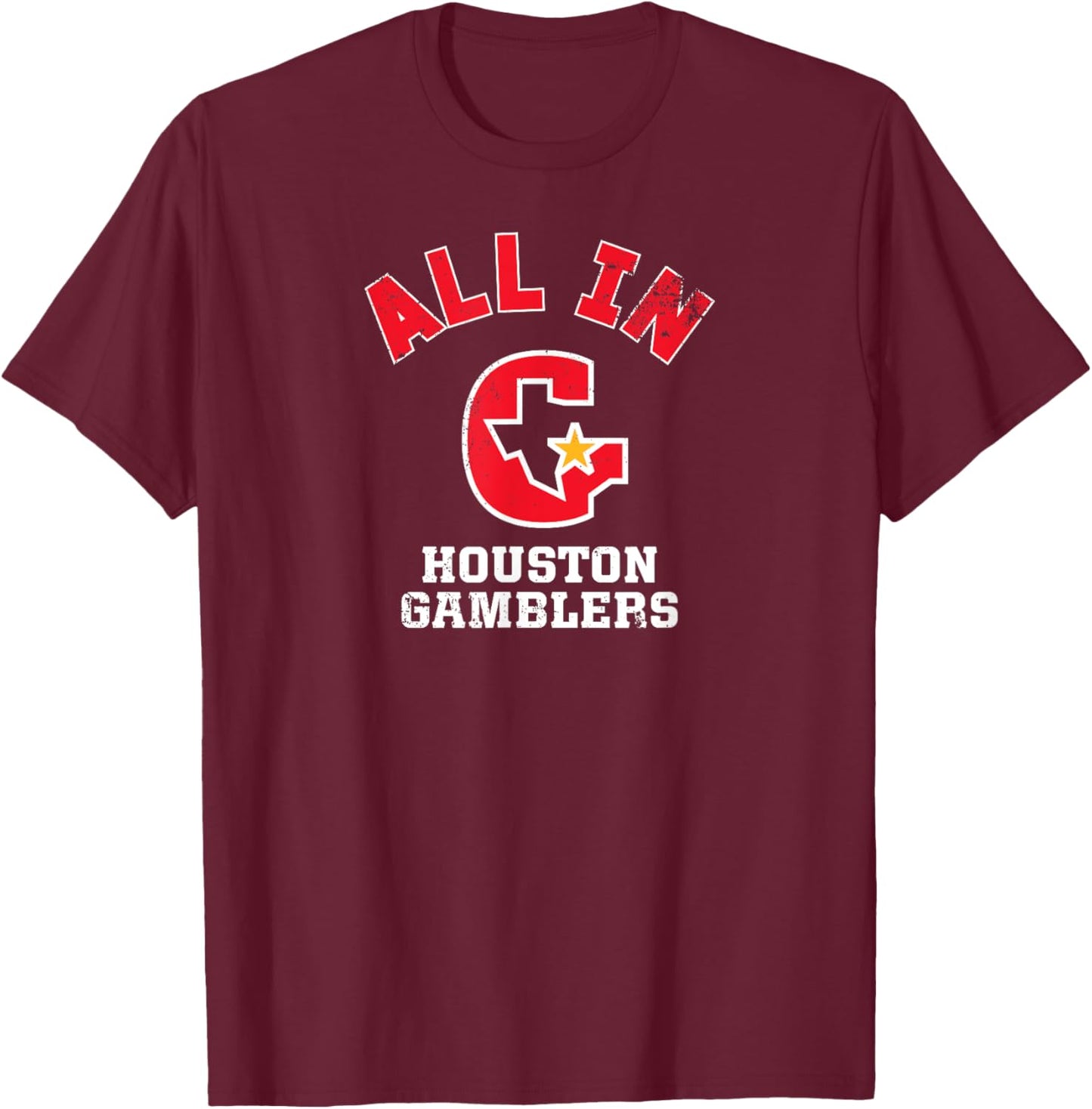 Houston Gamblers: All In T-Shirt - T-Shirt | Maroon