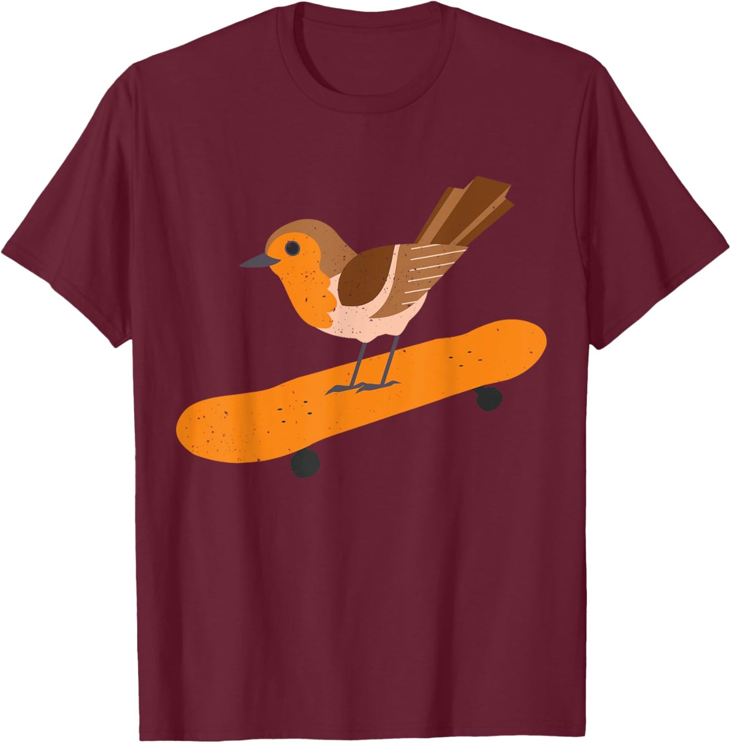 Skating robin bird skateboard ornithologist gift T-Shirt - T-Shirt | Maroon