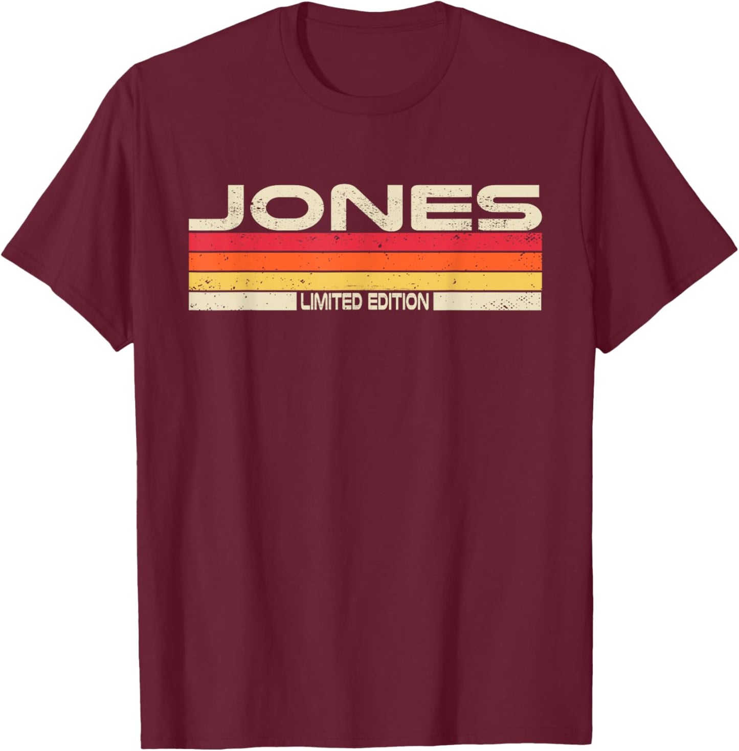 Jones Surname Birthday Family Reunion 80s 90s Sunset T-Shirt - T-Shirt | Maroon
