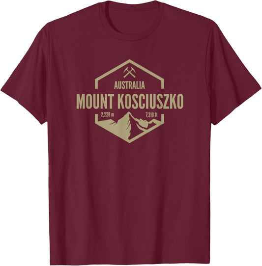 Mount Kosciuszko T-Shirt - T-Shirt | Maroon
