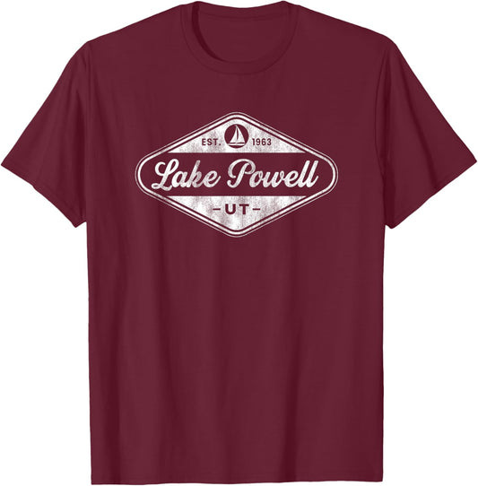 Retro Lake Powell Arizona Vacation Fishing Boat Souvenir T-Shirt - T-Shirt | Maroon