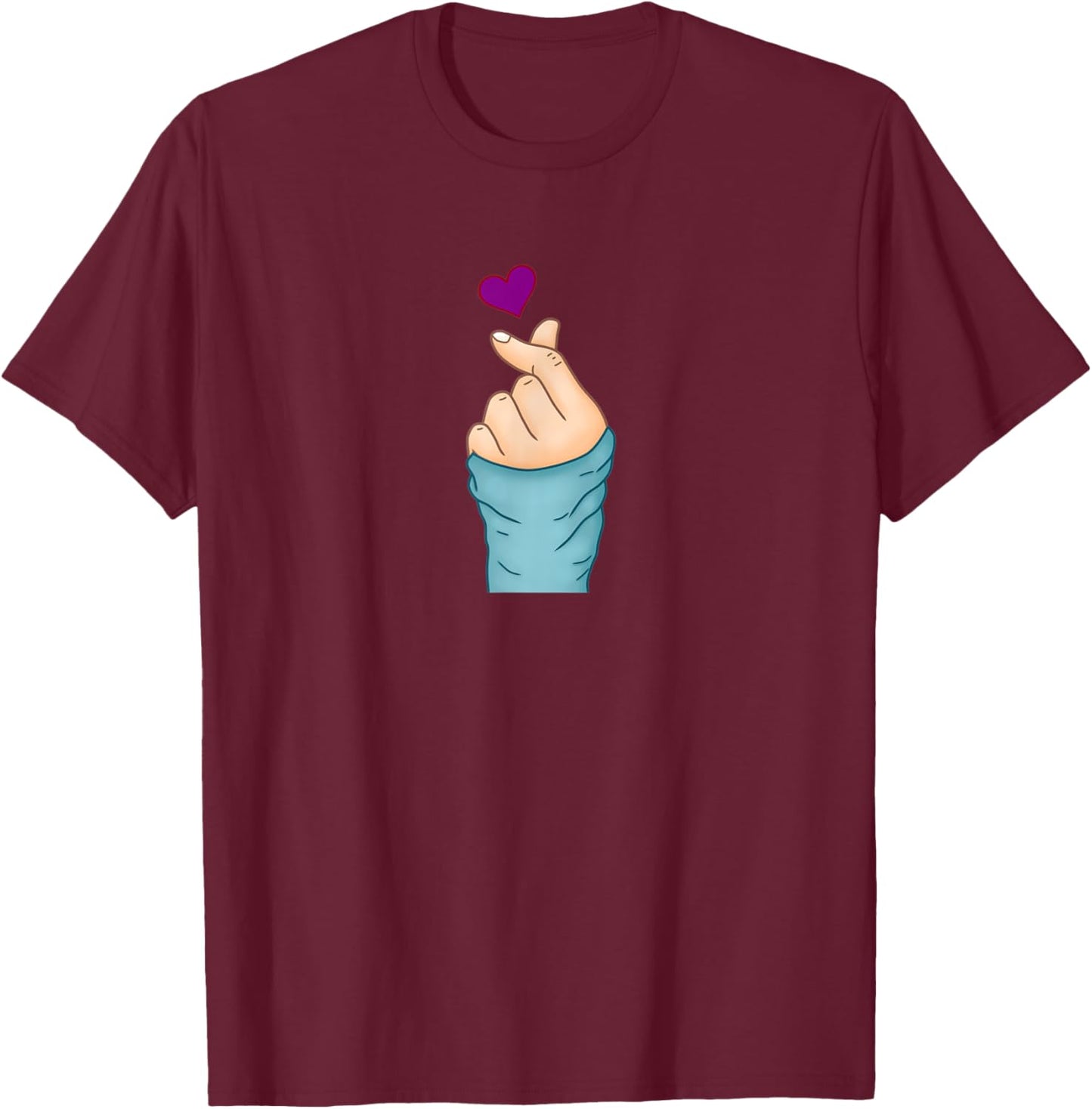 K-pop Kpop Heart Fingers T-Shirt - T-Shirt | Maroon