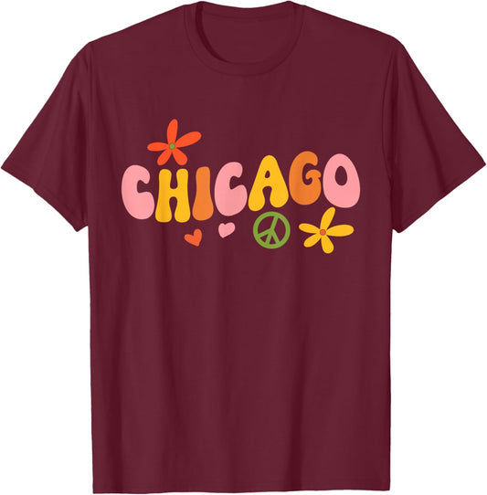 Chicago 70s retro hippie T-Shirt - T-Shirt | Maroon