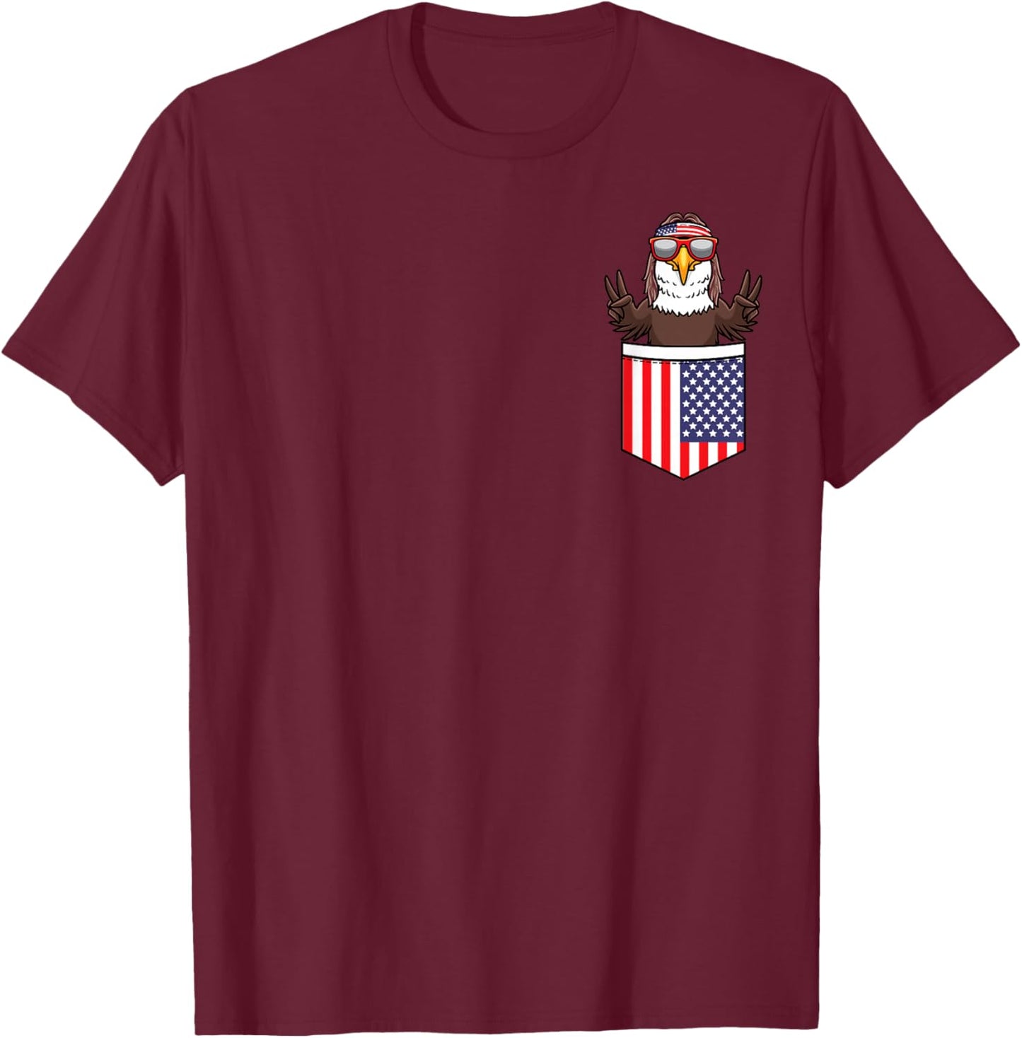 Eagle in Pocket Patriotic Independence Day 4th of July USA T-Shirt - T-Shirt | Maroon
