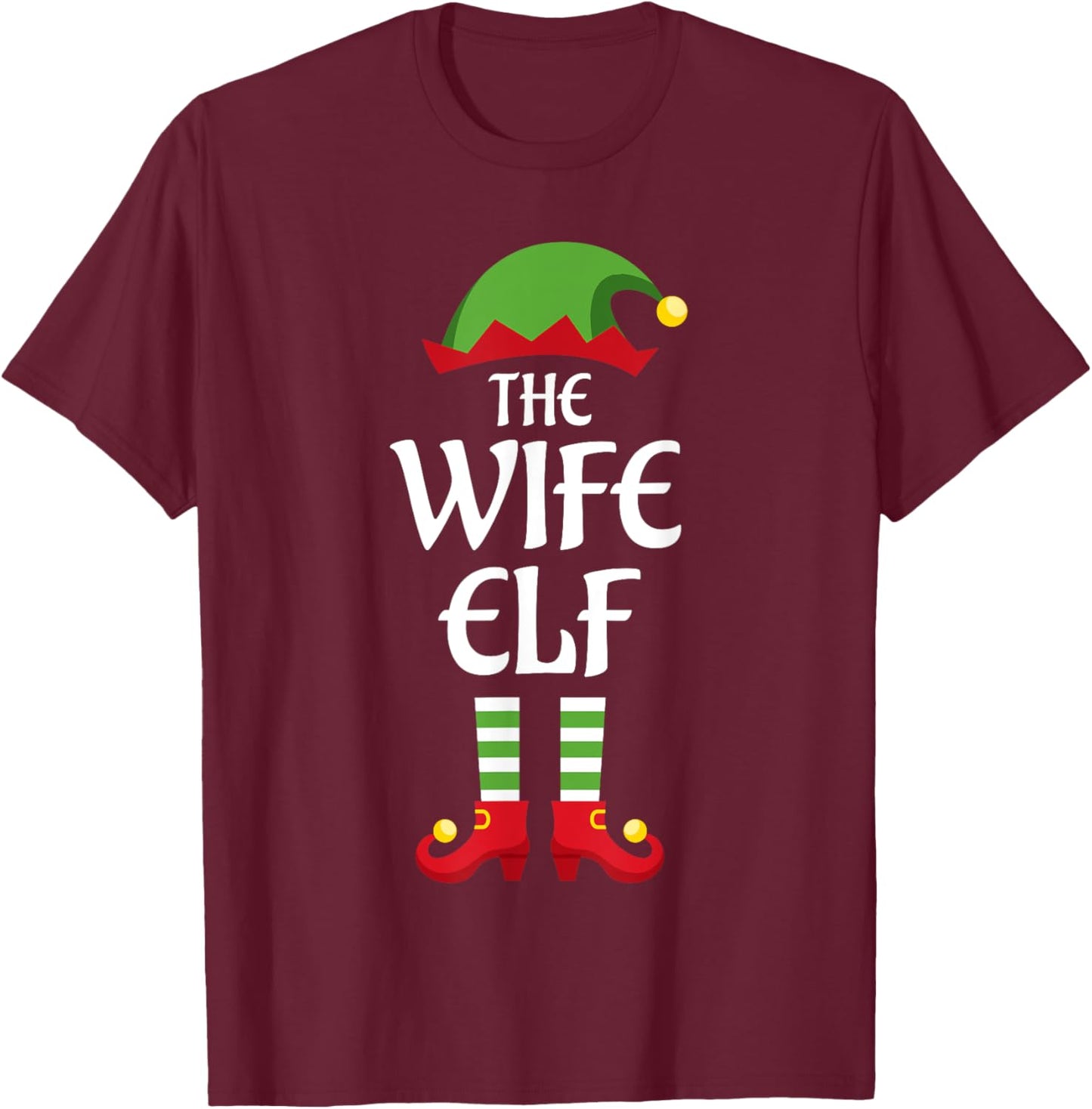 Wife Elf Family Matching Group Christmas T-Shirt - T-Shirt | Maroon