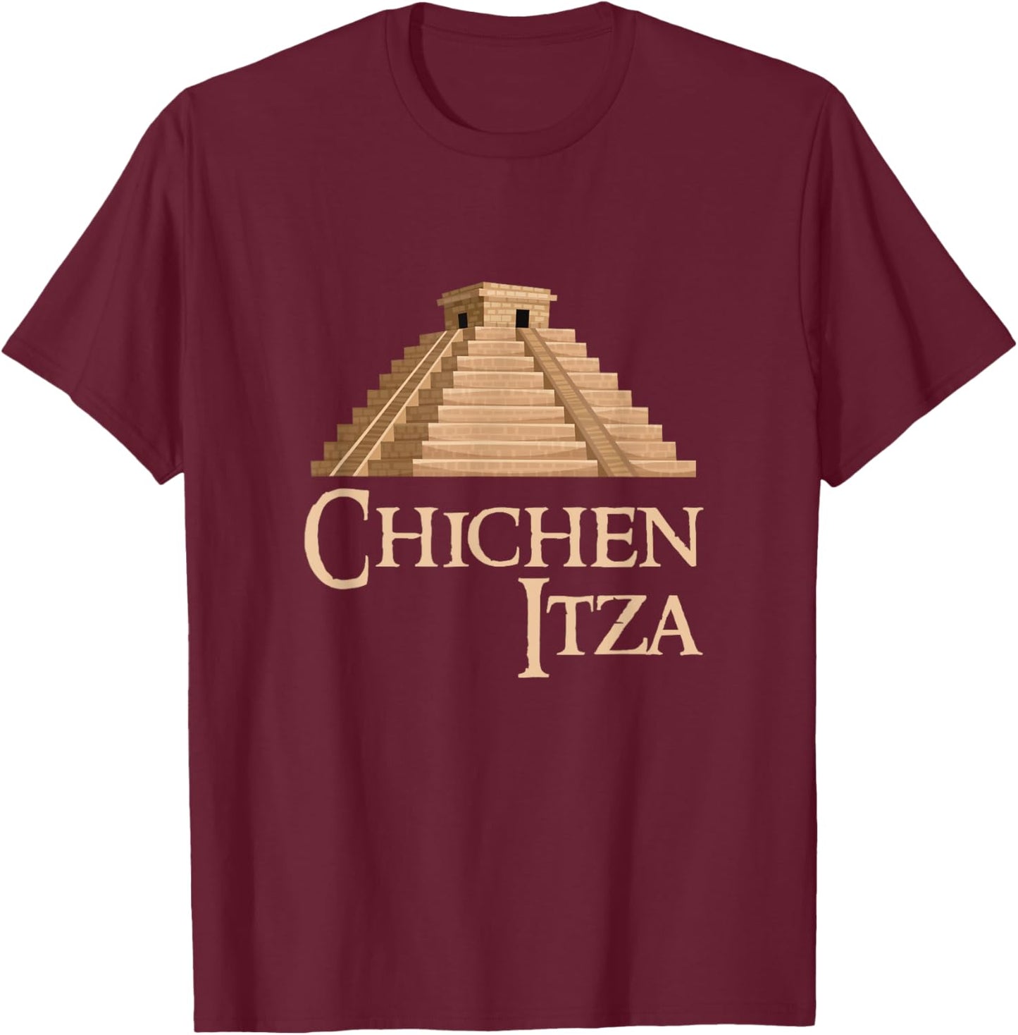 Chichen Itza and Pyramid For Summer Archeological Vacation Women Kids T-Shirt - T-Shirt | Maroon