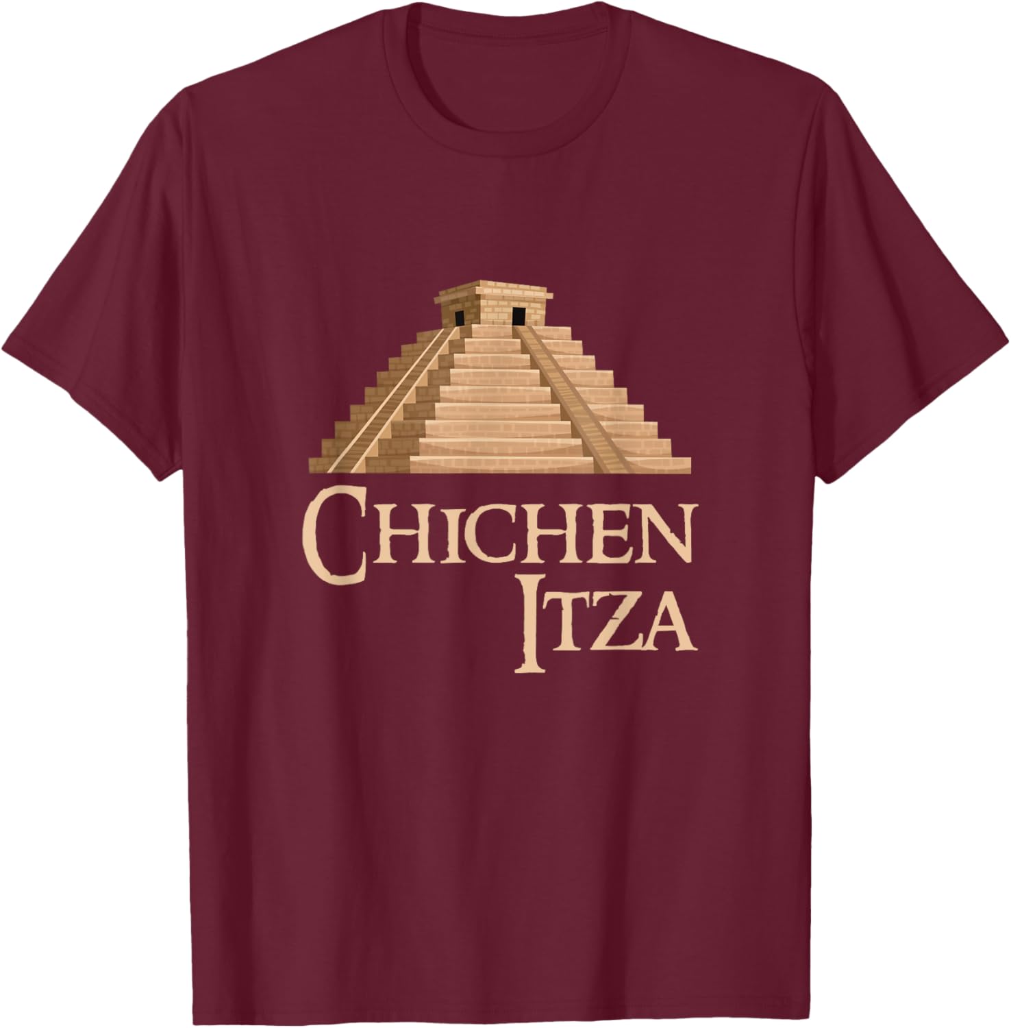 Chichen Itza and Pyramid For Summer Archeological Vacation Women Kids T-Shirt - T-Shirt | Maroon