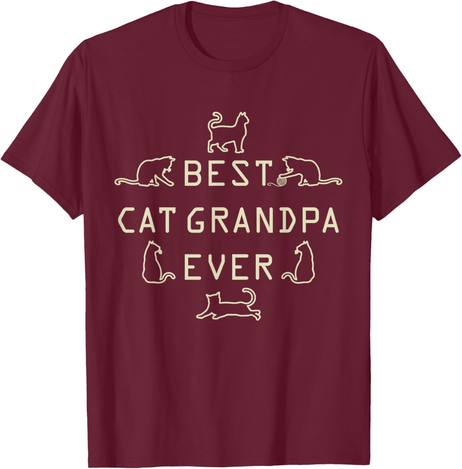 Feline Kitten Cat Grandfather Kitty Grandpa Fathers Day Meow Women T-Shirt - T-Shirt | Maroon
