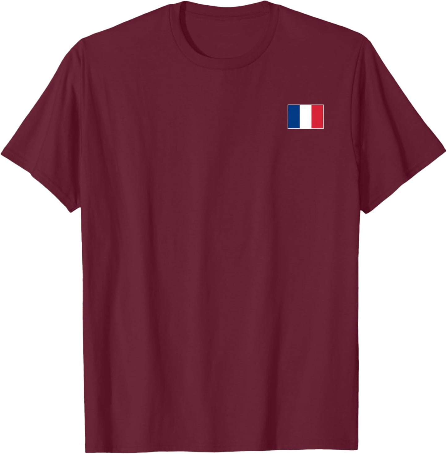 France T Shirt Women Men Kids Left Chest French Flag T-Shirt - T-Shirt | Maroon