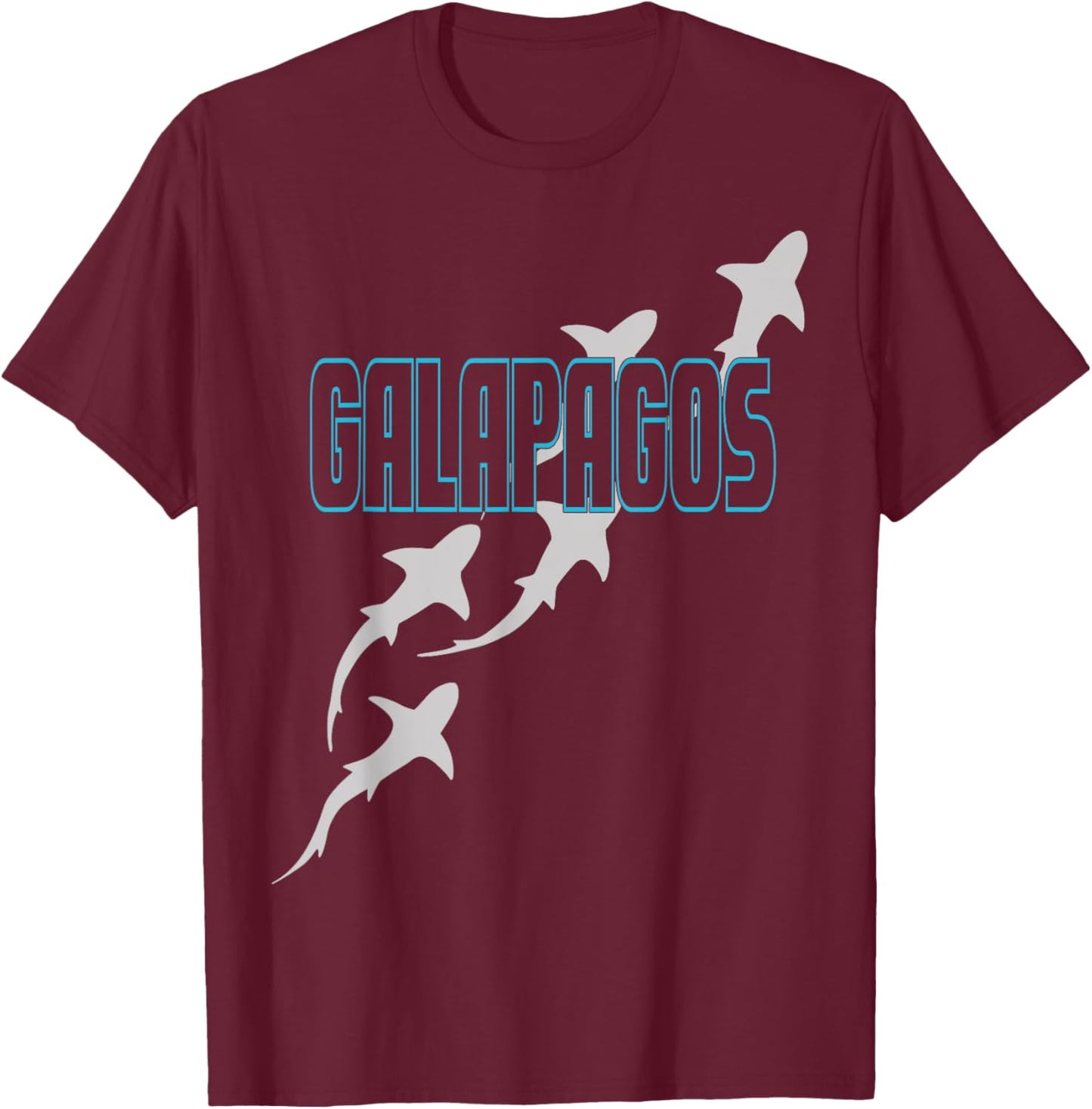 Shark Scuba Diving Galapagos, Sharks in Galapagos Islands T-Shirt - T-Shirt | Maroon