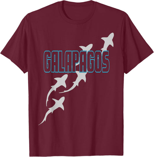 Shark Scuba Diving Galapagos, Sharks in Galapagos Islands T-Shirt - T-Shirt | Maroon