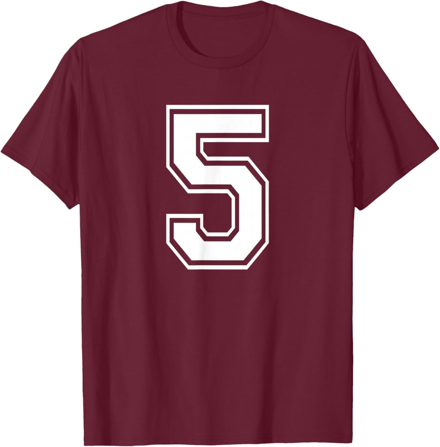 Number Five #5 Sports Team Uniform T-Shirt - T-Shirt | Maroon