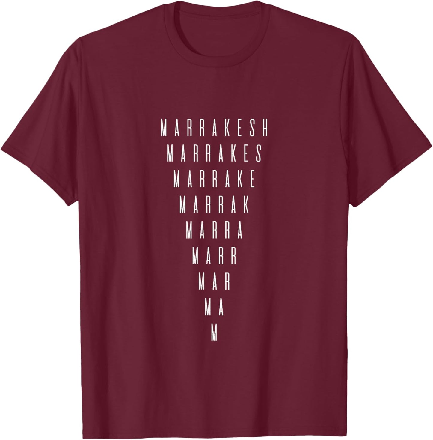 Marrakesh Inverted Triangle Word Art - Morocco Souvenir T-Shirt - T-Shirt | Maroon
