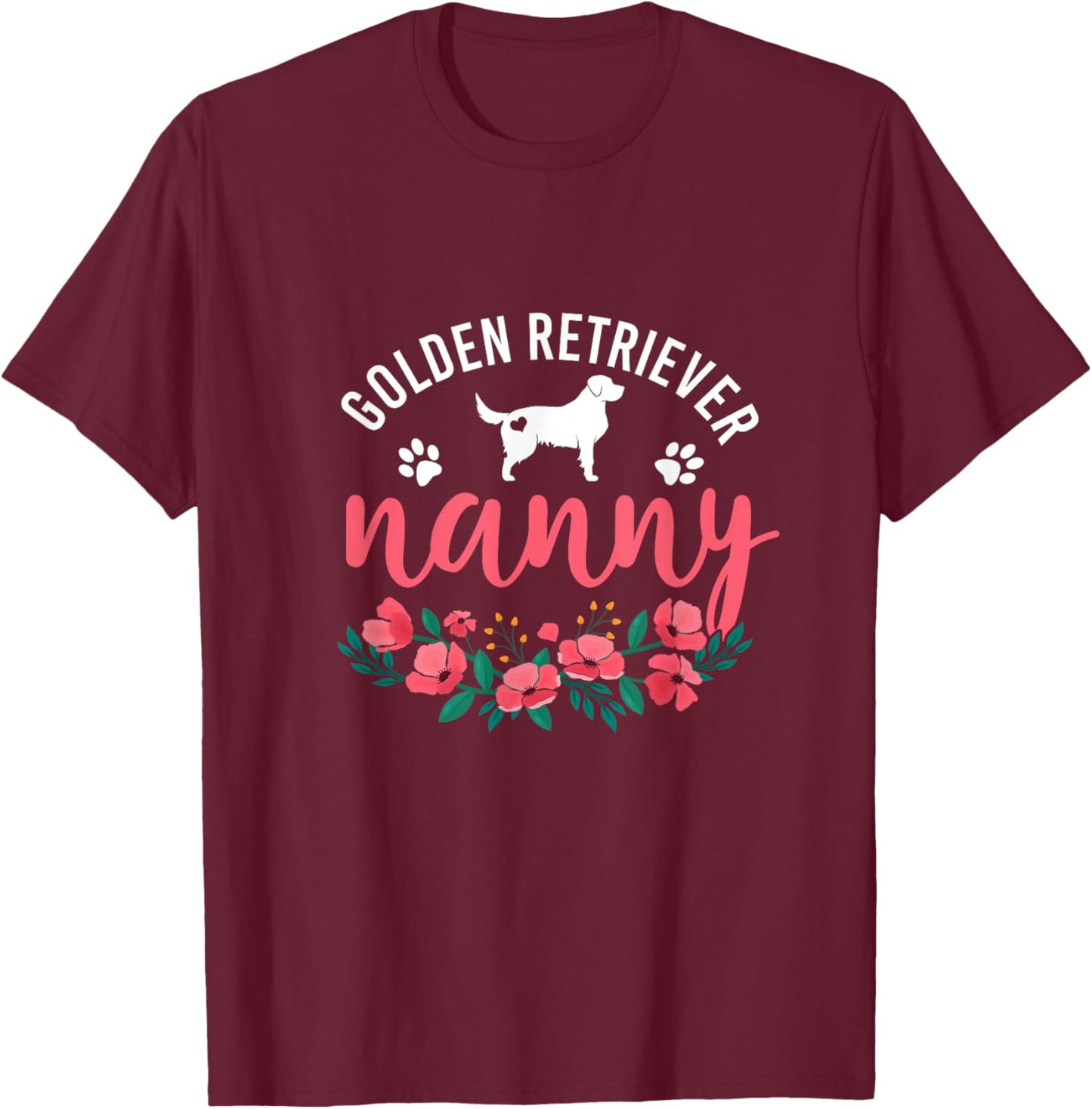 Golden Retriever Nanny Dog Gifts Women Grandma Dog Christmas T-Shirt - T-Shirt | Maroon