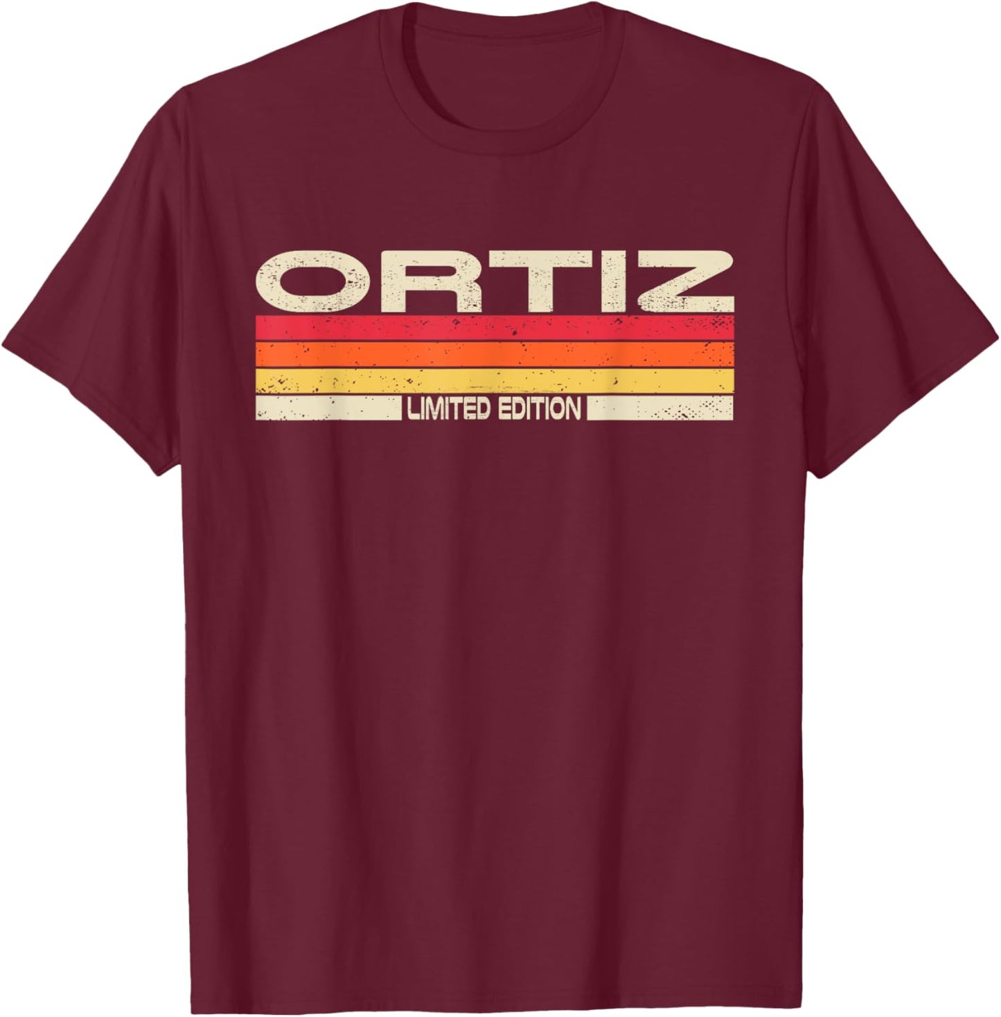 Ortiz Surname Birthday Family Reunion 80s 90s Sunset T-Shirt - T-Shirt | Maroon