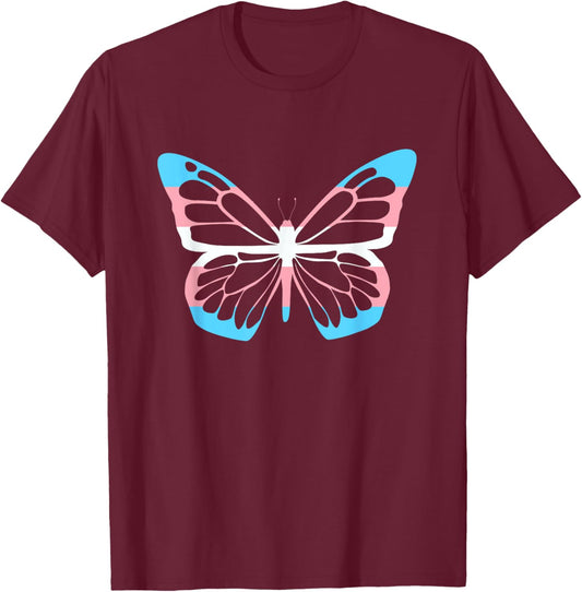 Transgender Butterfly Equality Transsexual Flag Trans Pride T-Shirt - T-Shirt | Maroon