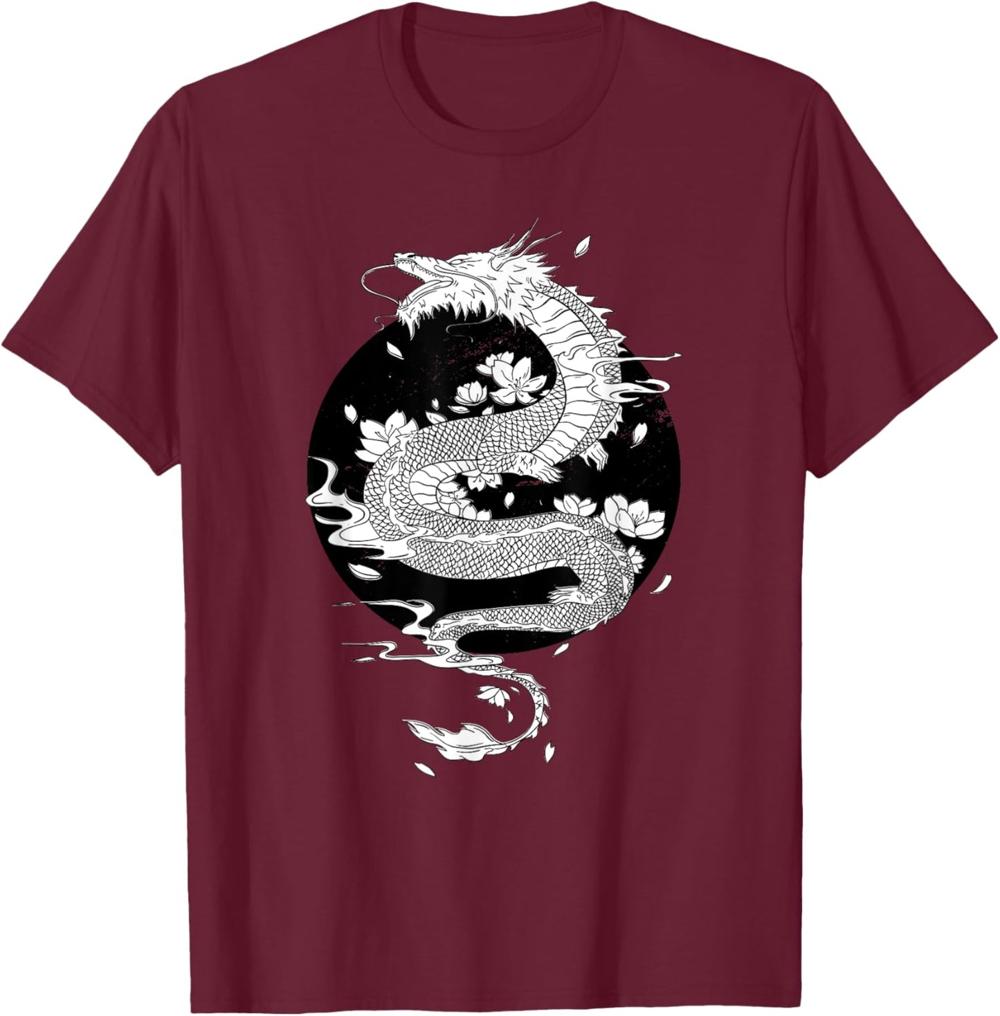 Japanese Dragon Japanese Flag Vintage Retro Japan T-Shirt - T-Shirt | Maroon
