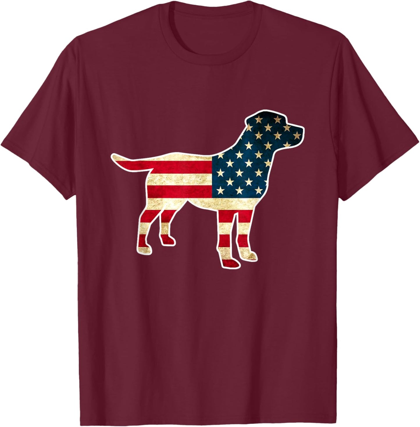 Patriotic 4th of July Labrador Dog American Flag T-Shirt - T-Shirt | Maroon