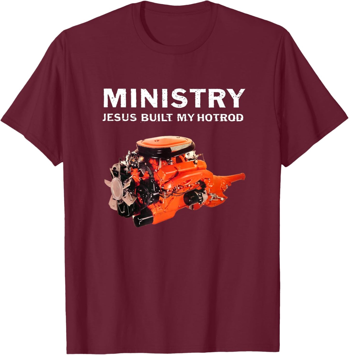 Ministry - Official Merchandise - Jesus Built My Hotrod T-Shirt - T-Shirt | Maroon