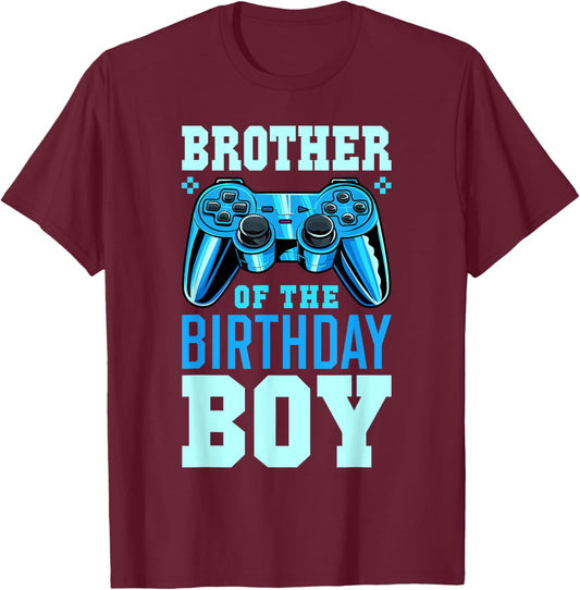 Brother of the Birthday Boy Matching Video Gamer Birthday T-Shirt - T-Shirt | Maroon