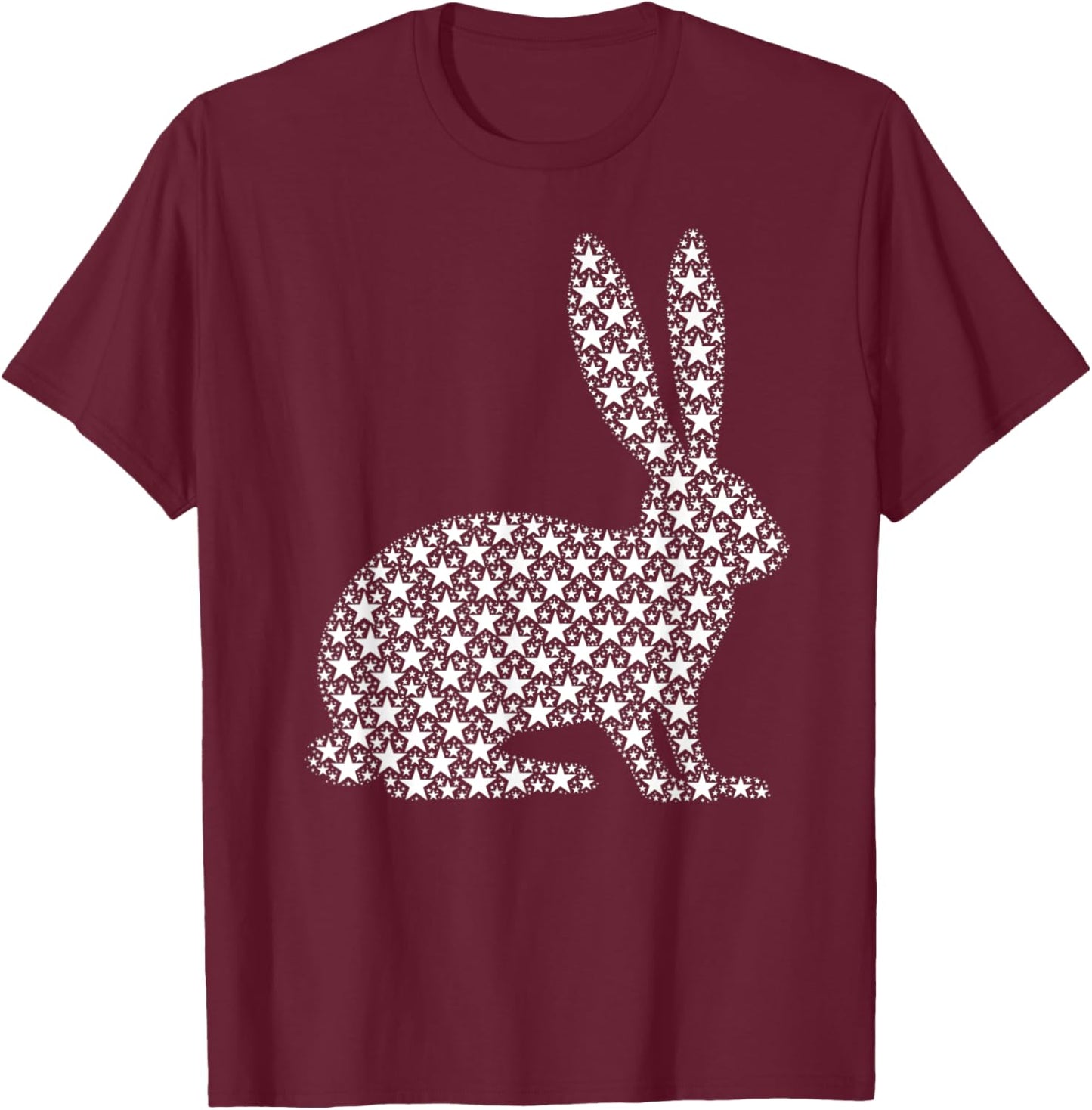 July 4th USA American Flag Stars Patriotic BUNNY RABBIT T-Shirt - T-Shirt | Maroon