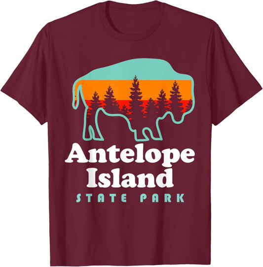 Antelope Island State Park Bison Great Salt Lake Utah T-Shirt - T-Shirt | Maroon