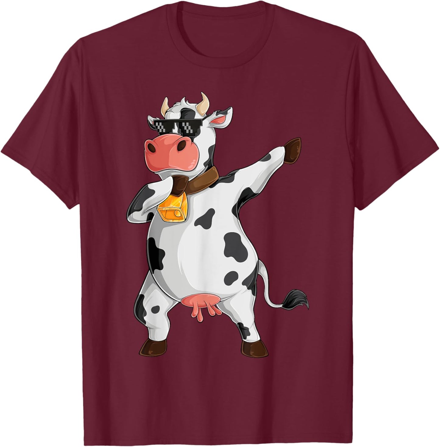 Funny Dabbing Cow Lover Farming Cow Girl Women Boy Men Kids Small T-Shirt - T-Shirt | Maroon
