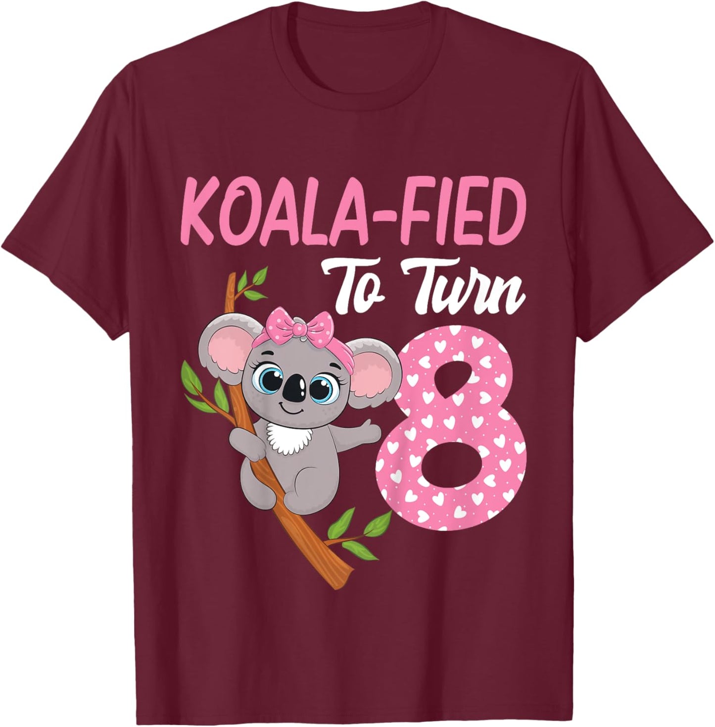 8 Year Old Koala 8th Birthday Party Animal Koala Lover T-Shirt - T-Shirt | Maroon