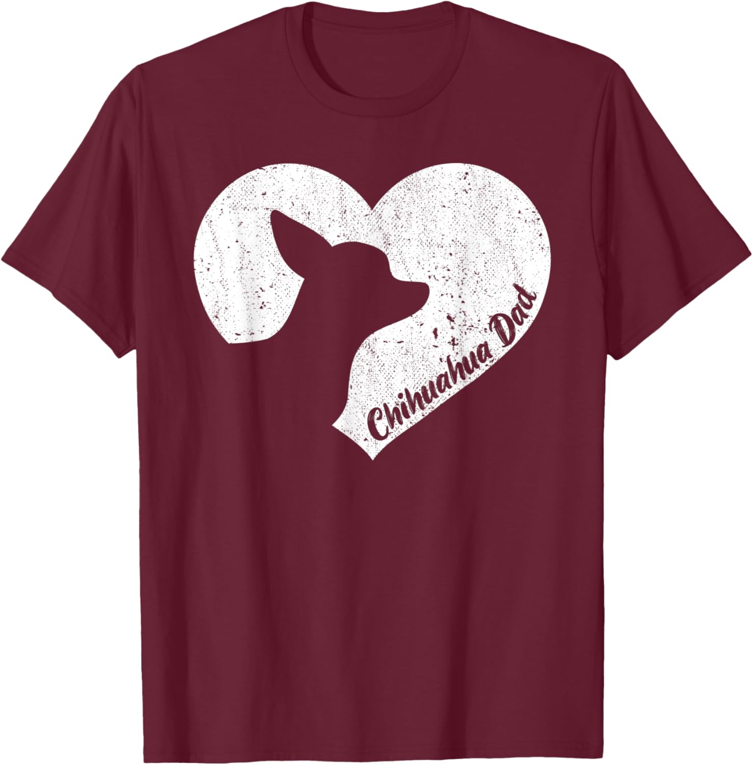 Funny Chihuahua men dad dog valentine's father's day heart T-Shirt - T-Shirt | Maroon