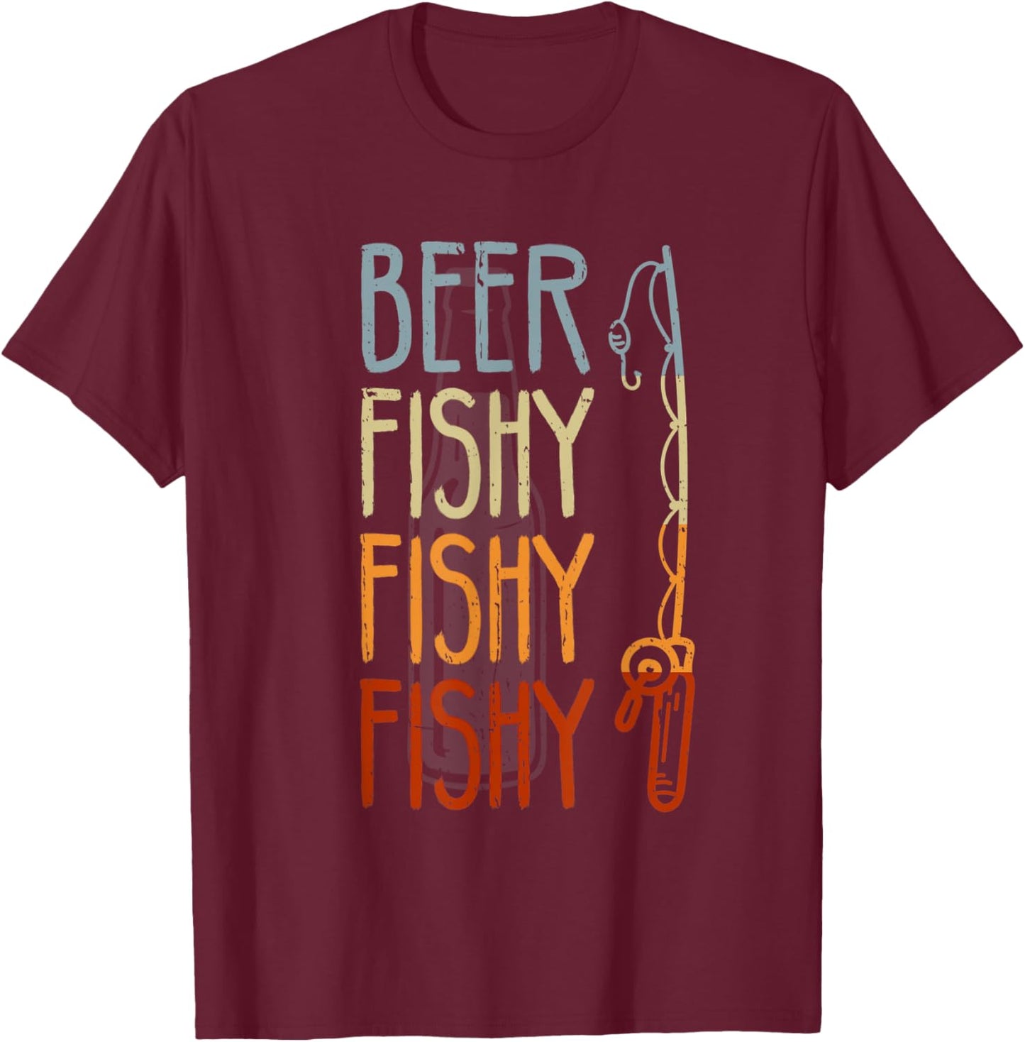Retro Beer Fishy Fishy Funny Fishing And Beer Fishermans T-Shirt - T-Shirt | Maroon