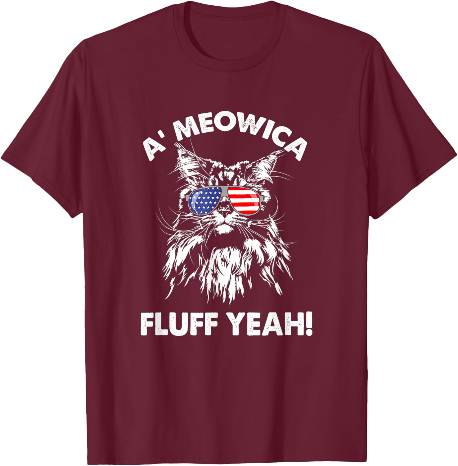 Maine Coon Cat Meowica Shirt Meowica fluff yeah Women T-Shirt - T-Shirt | Maroon