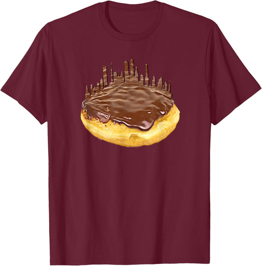 Funny Boston Cream Donut Skyline a Bawston Townie T-Shirt - T-Shirt | Maroon