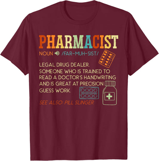 Pharmacist Definition Prescription Pharmacy Medical T-Shirt - T-Shirt | Maroon