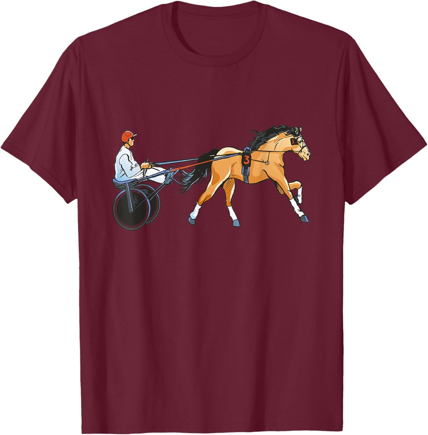 Harness Racing Equitation Horse Racer Trotting Horse Racing T-Shirt - T-Shirt | Maroon