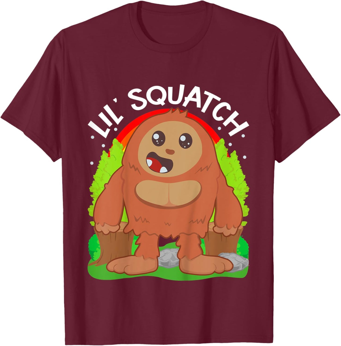 Kids Lil Squatch Cute Baby Bigfoot Boys Little Sasquatch Kids Boy T-Shirt - T-Shirt | Maroon