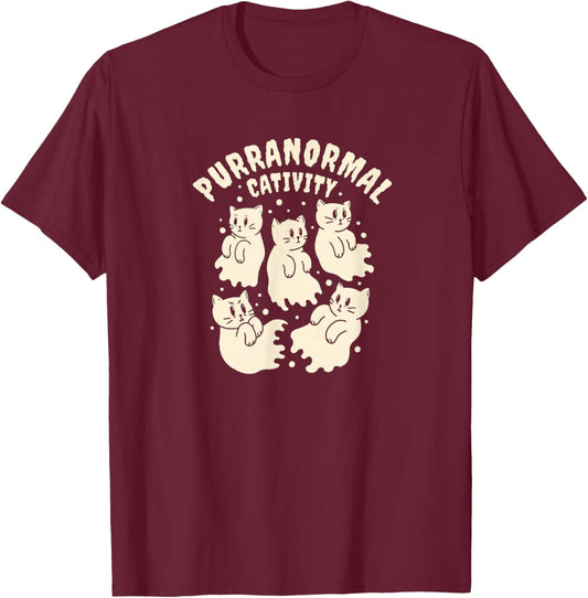 Purranormal Cativity Paranormal Cat Halloween Women T-Shirt - T-Shirt | Maroon