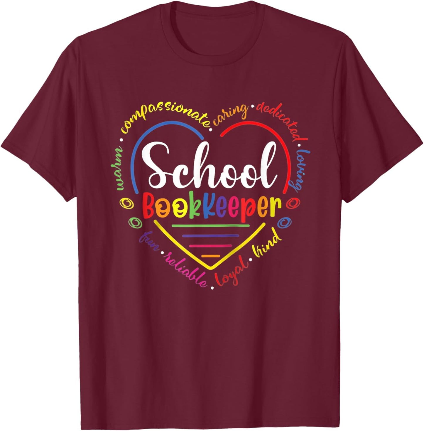 School Bookkeeper Cute Funny Back to School T-Shirt - T-Shirt | Maroon