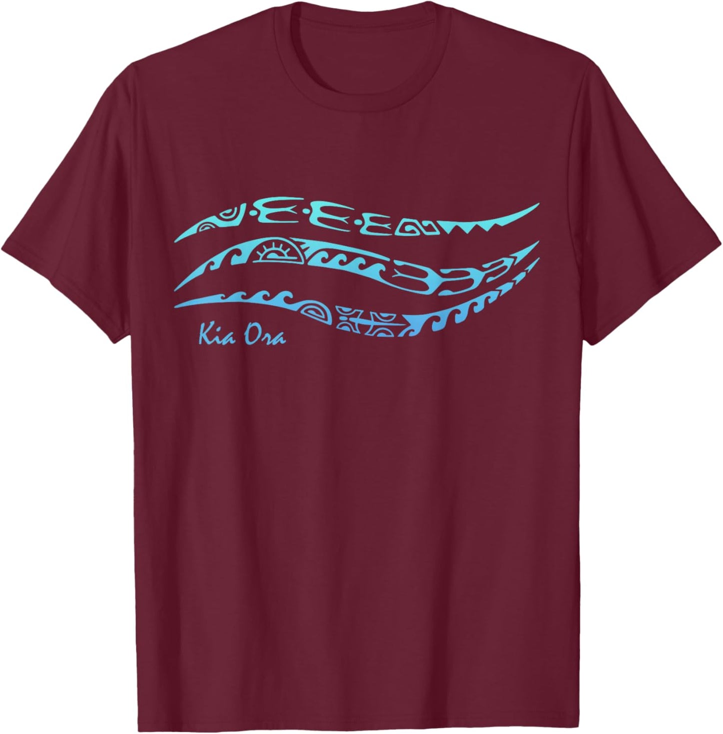 Symbol Pattern Waves Culture Maori Tribal New Zealand T-Shirt - T-Shirt | Maroon